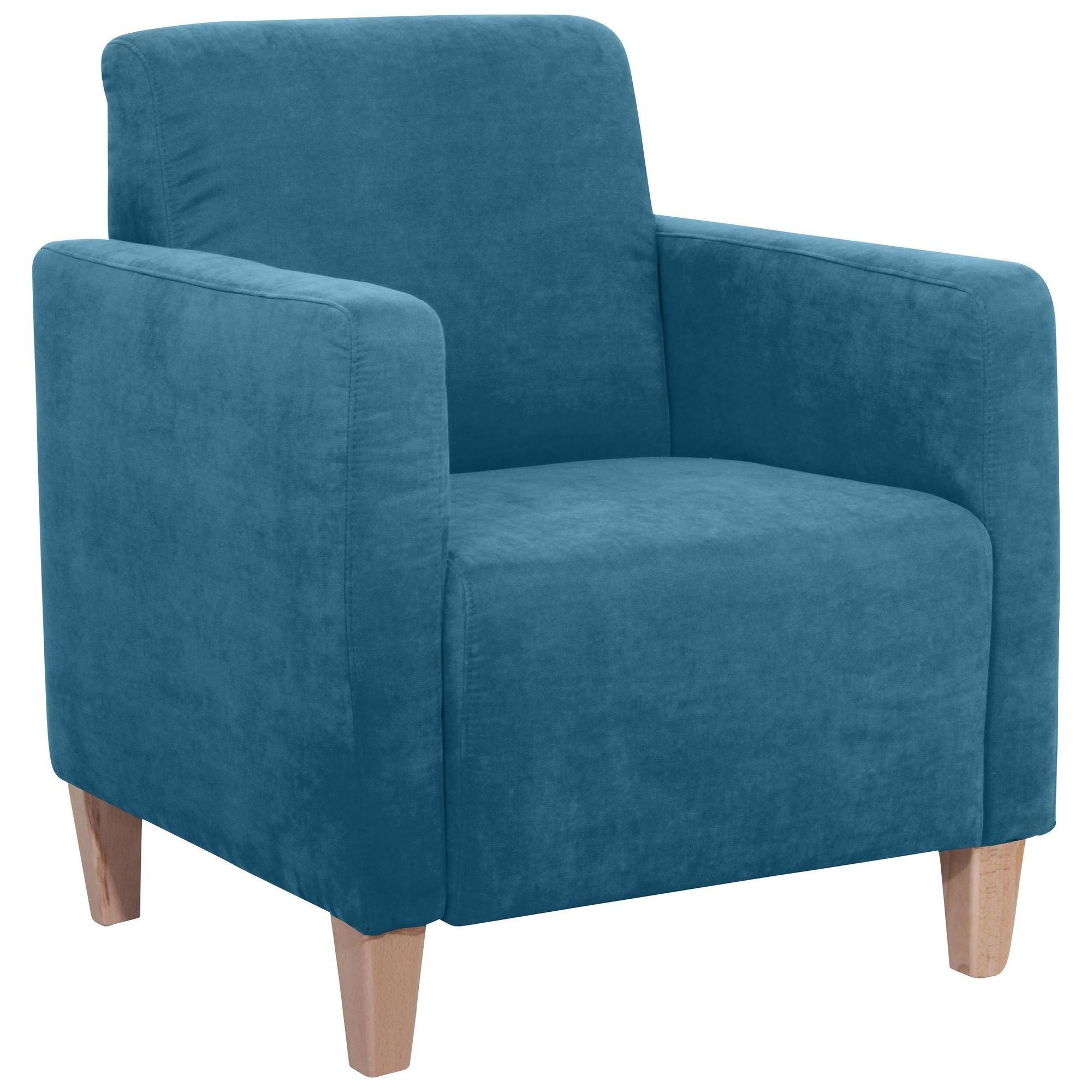 SESSEL Karol Bezug Veloursstoff Buche natur / petrol - Blau, Kunststoff (71/81/70cm) - 58aufmkessel