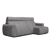 ECKSOFA KIMI 3-Sitzer, ausziehbarer Sitz, verstellbare Kopfstützen, grau - Schwarz/Grau, Holzwerkstoff/Textil (270/160cm) - Wozimo