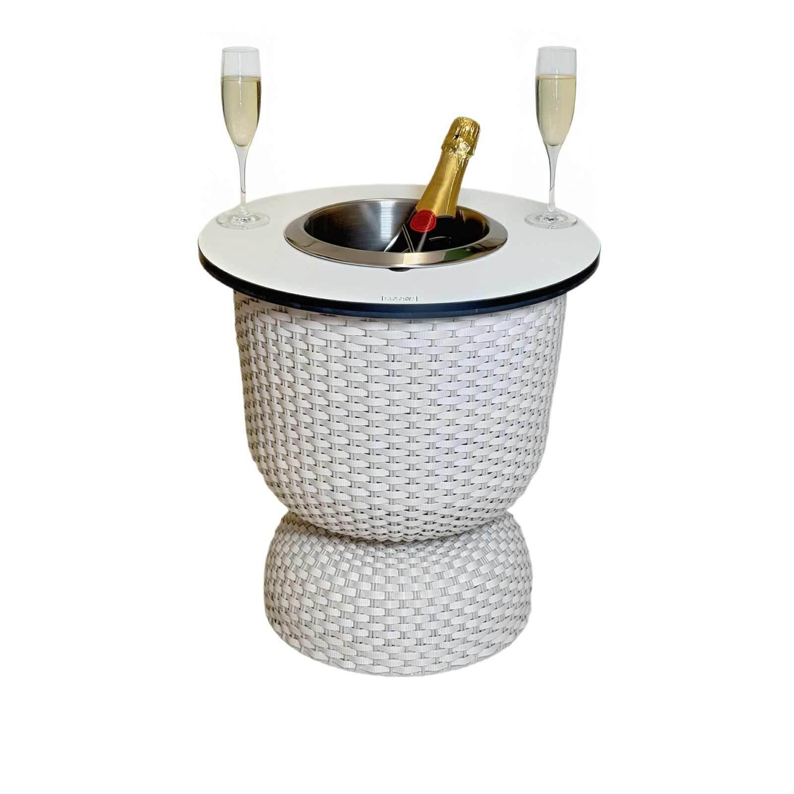 3-IN-1 LOUNGETISCH MIT EDELSTAHL-KÜHLER Paris Champagner 43 cm - Champagner, Kunststoff/Metall (41/41/43cm) - COOTAB Cooler Table