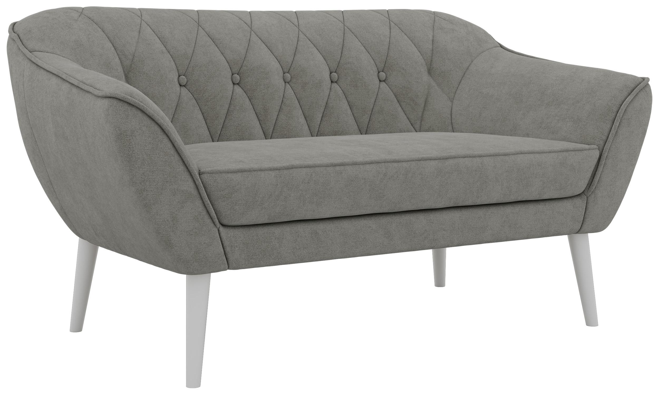 2-SITZER-SOFA PIRS - Grau Stukture - Weiße Beine - Platinfarben/Weiß, Holzwerkstoff/Textil (140/75/74cm) - MKS