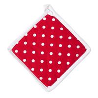 TOPFLAPPEN Polka Dots 20/20 cm, Baumwolle wattiert - Rot, Textil (20/20cm) - Homescapes