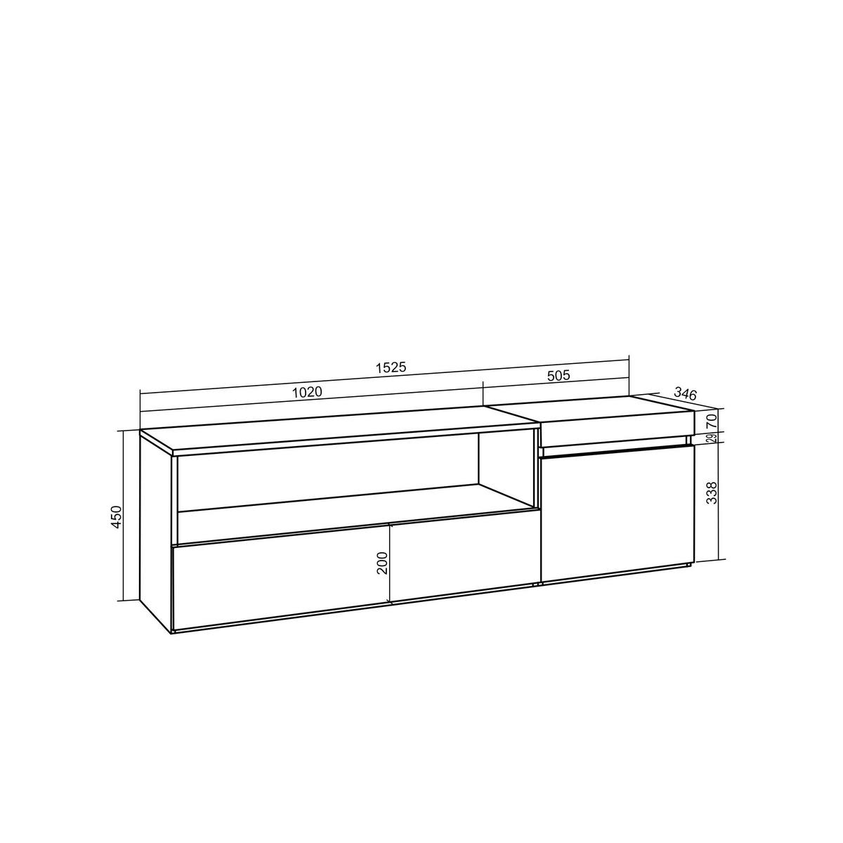 LOWBOARD, Weiß, Schwarz, 150/35/45cm - Schwarz/Weiß, Holzwerkstoff (150/45/35cm) - Skraut Home
