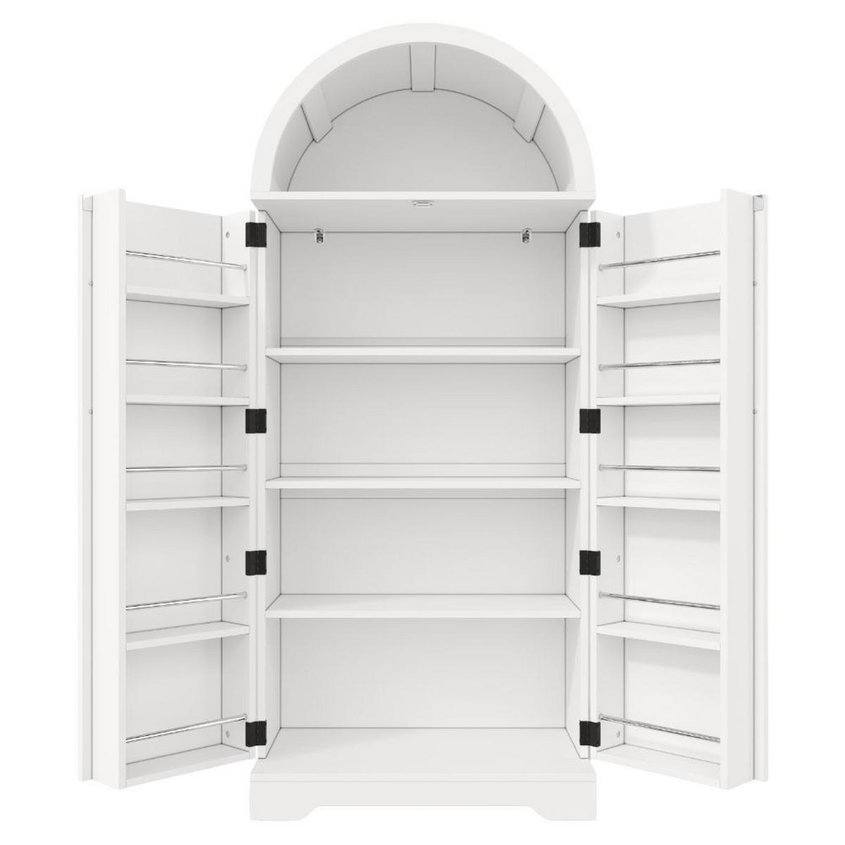HIGHBOARD Bogenschrank Weiß 165x70x40cm mit Türablagen & offenem Fach Landhausstil - Weiß, Holzwerkstoff (70/165/40cm) - Urban Meuble