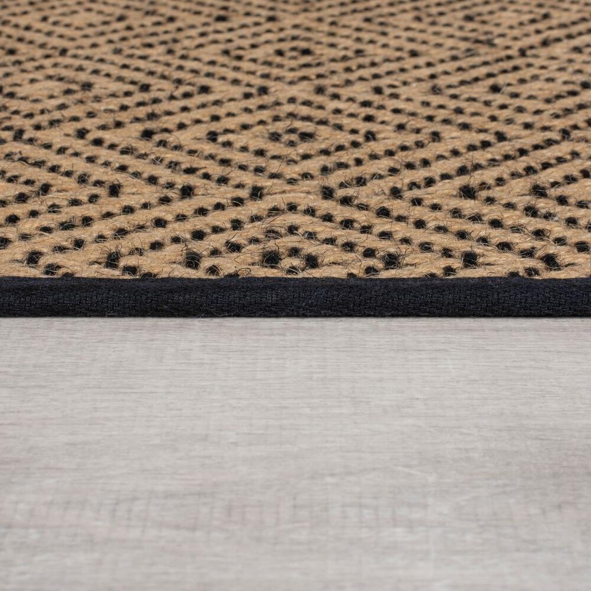 JUTETEPPICH CARRON, geometrisch, Braun-Schwarz, 200 x 290 cm - Braun, Naturmaterialien (290/200cm) - KADIMA DESIGN