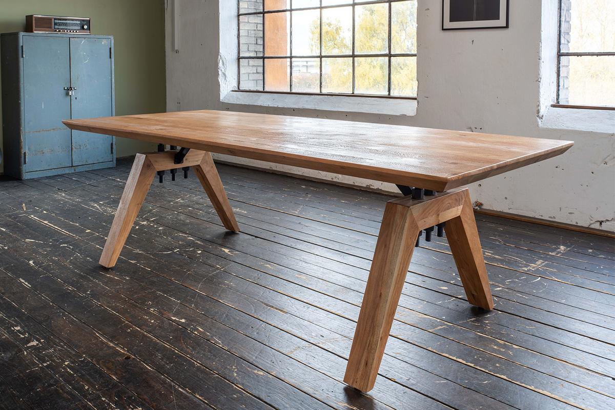 ESSTISCH MIT SCHWEIZER KANTE WOODY Braun Akazie - Schwarz/Braun, Akazienholz/Holz (100/300/78cm) - KAWOLA