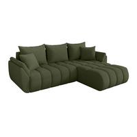 ECKSOFA mit Schlaffunktion Ottomane Rechts TOKO-L-v1 277x194x86 Grün Bouclé - Schwarz/Olivgrün, Holzwerkstoff/Kunststoff (277/194cm) - ALTDECOR