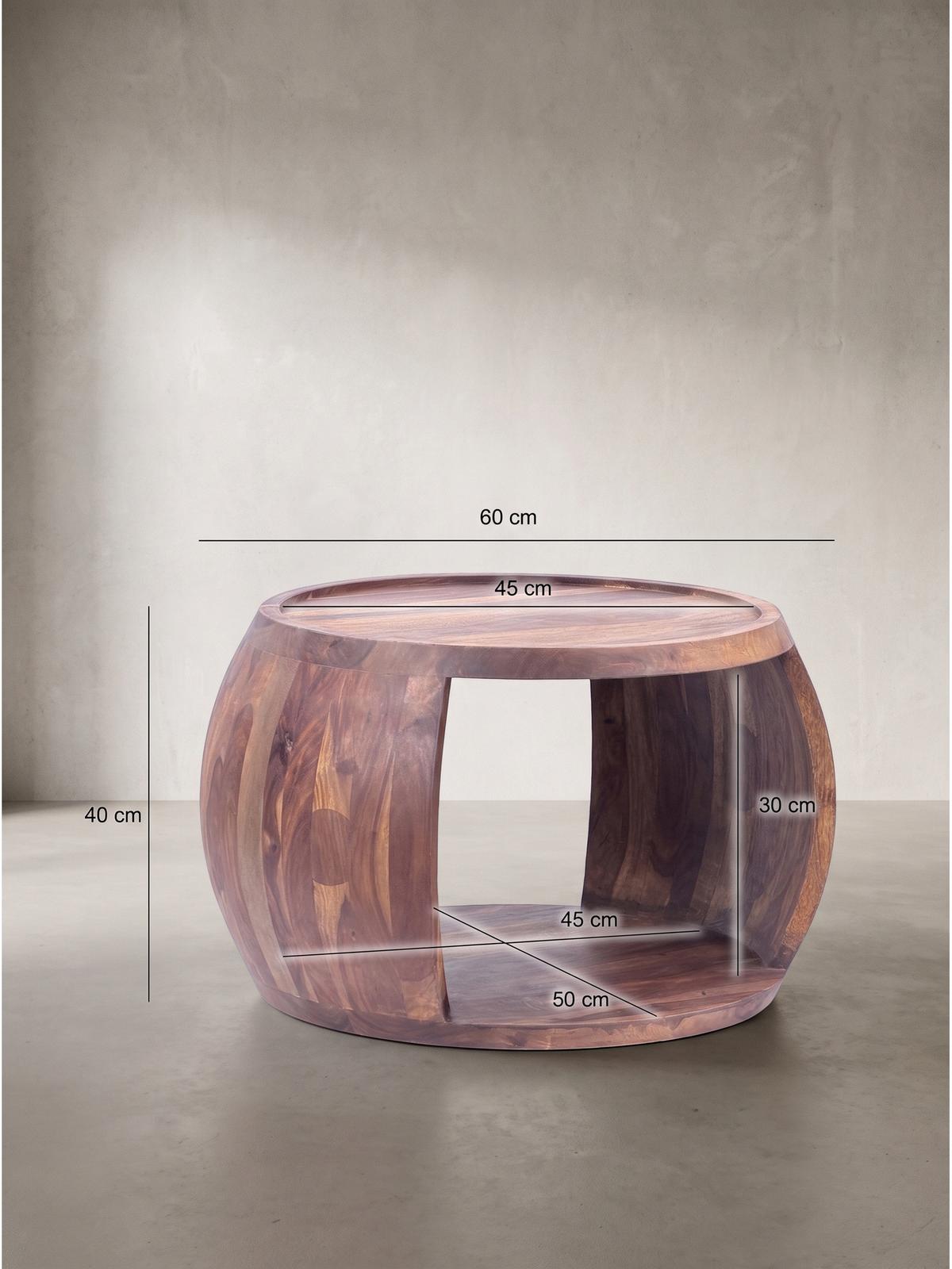 COUCHTISCH ANTEQUERA, Dunkles Massivholz, 60 x 50 x 40 cm - Dunkelbraun/Braun, Holz (50/60/40cm) - KADIMA DESIGN