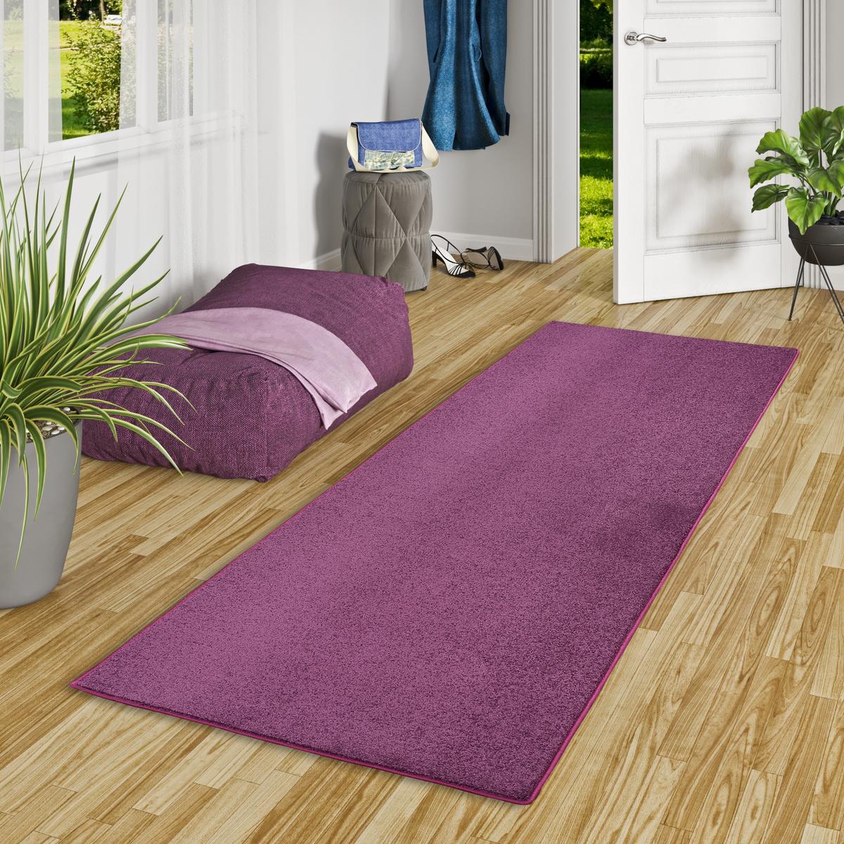 HOCHFLOR VELOURS LÄUFER TEPPICH LUNA - Lila, Textil (80/400cm) - Snapstyle