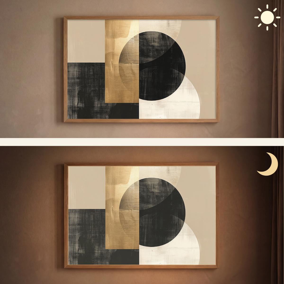 WANDLEUCHTE MIT AKKU Abstrakt - Modern - Schwarz - Gold 90x60 cm - Sandfarben, Holzwerkstoff (90/60/8cm) - OnlyWow