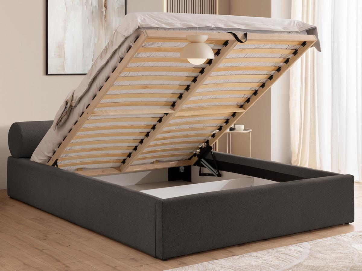 POLSTERBETT 200/200 cm Josy im Designer-Look mit Bettkasten und Lattenrost aus Anthrazit Chenille-Stoff - Anthrazit/Schwarz, Holz/Kunststoff (200/200cm) - S-Style Möbel