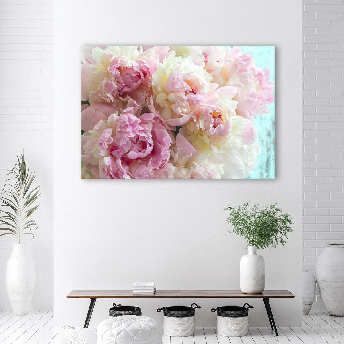 WANDBILD rosa pfingstrosenblumen - Pink, Textil (60/40cm) - Feeby