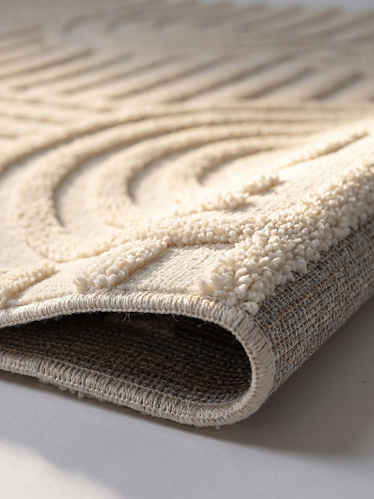 HOCHFLORTEPPICH ENRICK, Bogen-Relief, Creme, 200 x 300 cm - Beige, Textil (200/300cm) - KADIMA DESIGN