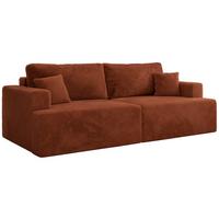 4-SITZER SOFA VIRELLA Orange Plüsch - Schwarz/Orange, Textil (240/88/115cm) - MKS