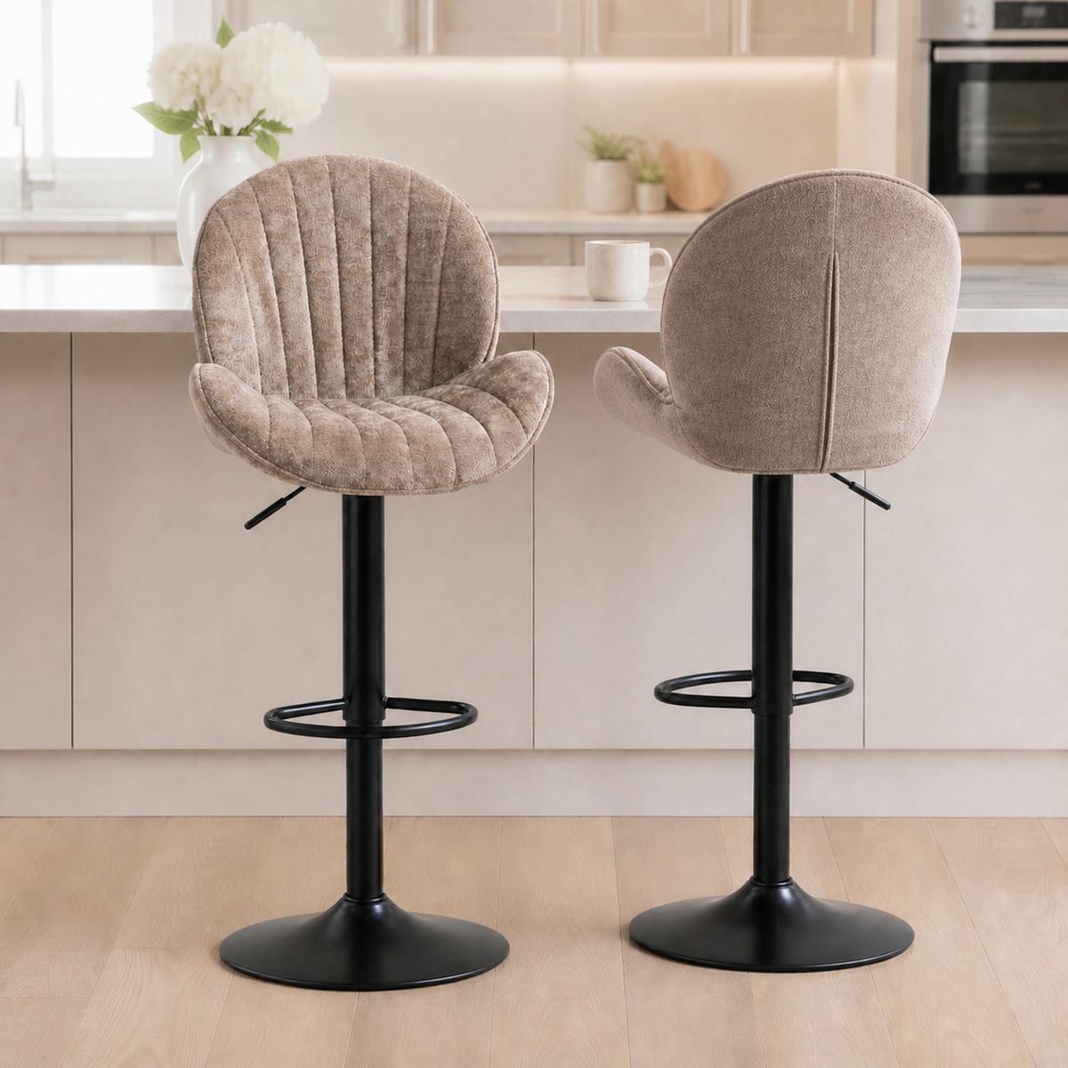 BARHOCKER 2er Set Polyester Stahl Braun - Schwarz/Braun, Textil/Metall (48/115/50cm) - HOMCOM