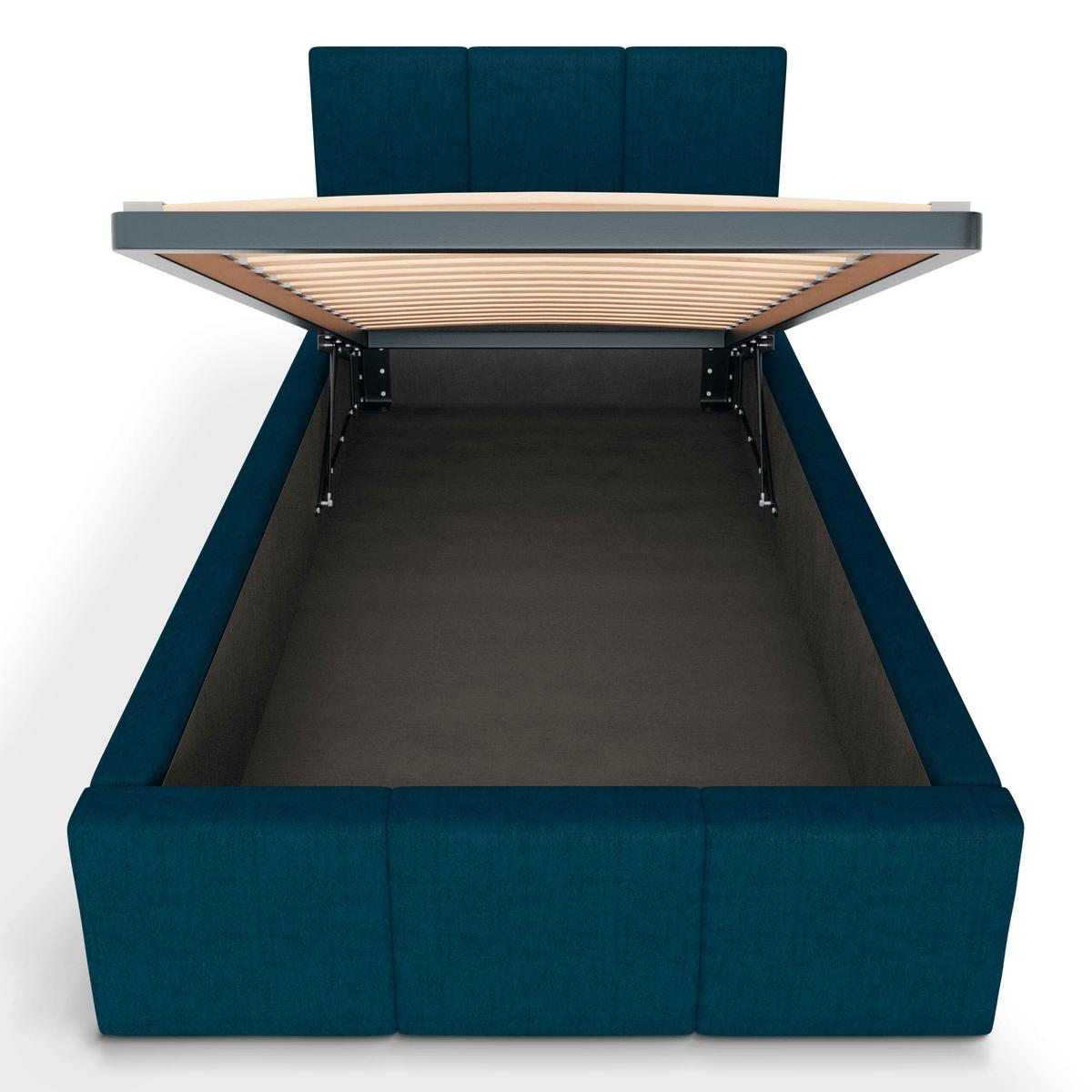 POLSTERBETT für Schlafzimmer Bett mit Stauraum Dunkelblau 90x200 - Dunkelblau, Holzwerkstoff/Metall (90/200cm) - Muralo
