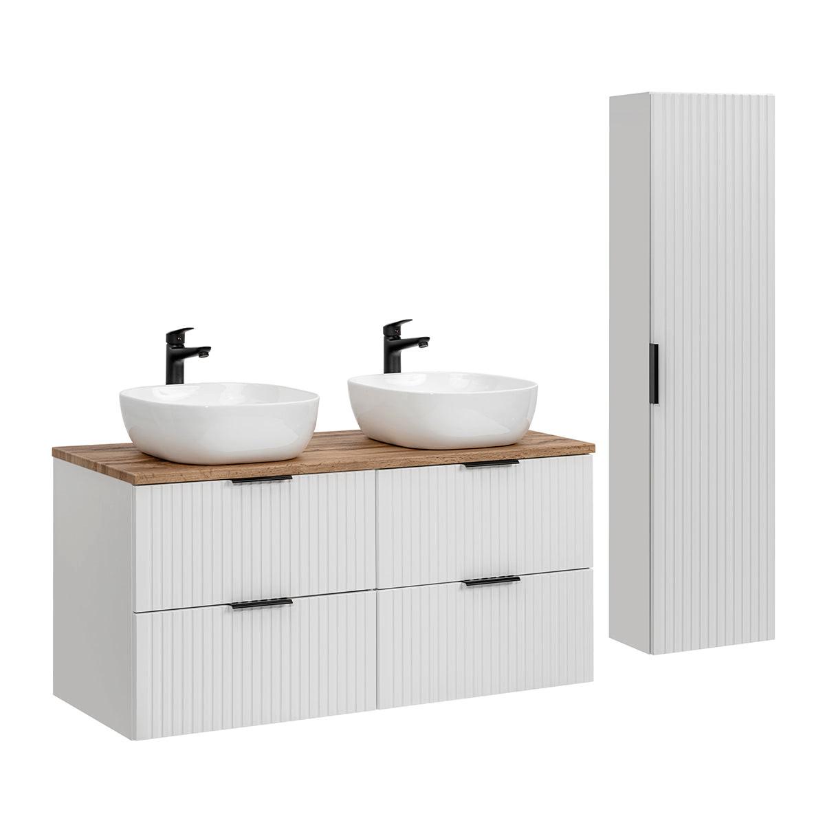 BADMÖBEL 120.8cm Adriel 2er-Set Weiß - Weiß, Holzwerkstoff (120.8/59/46cm) - Petits-meubles