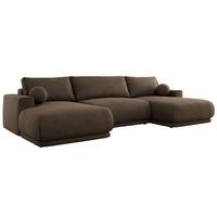WOHNLANDSCHAFT RINA U Braun Velvet - Schwarz/Braun, Kunststoff/Textil (360/85/170cm) - MKS