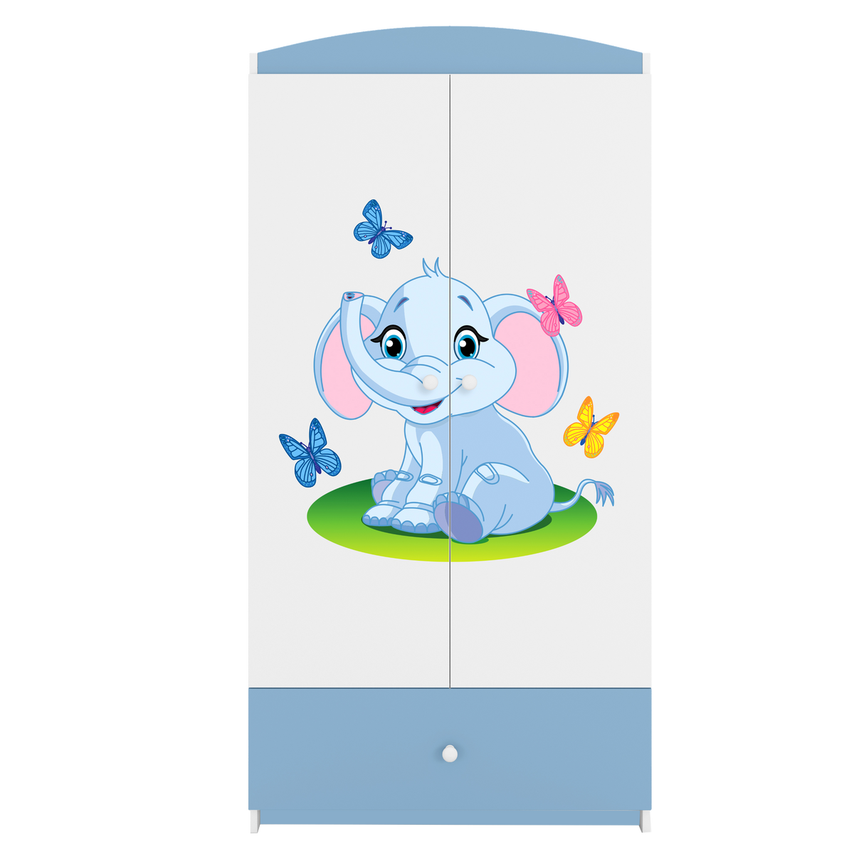 KINDERKLEIDERSCHRANK Elefant - Blau, Holzwerkstoff (90/175/52cm) - RAUMHIRSCH FURNITURE