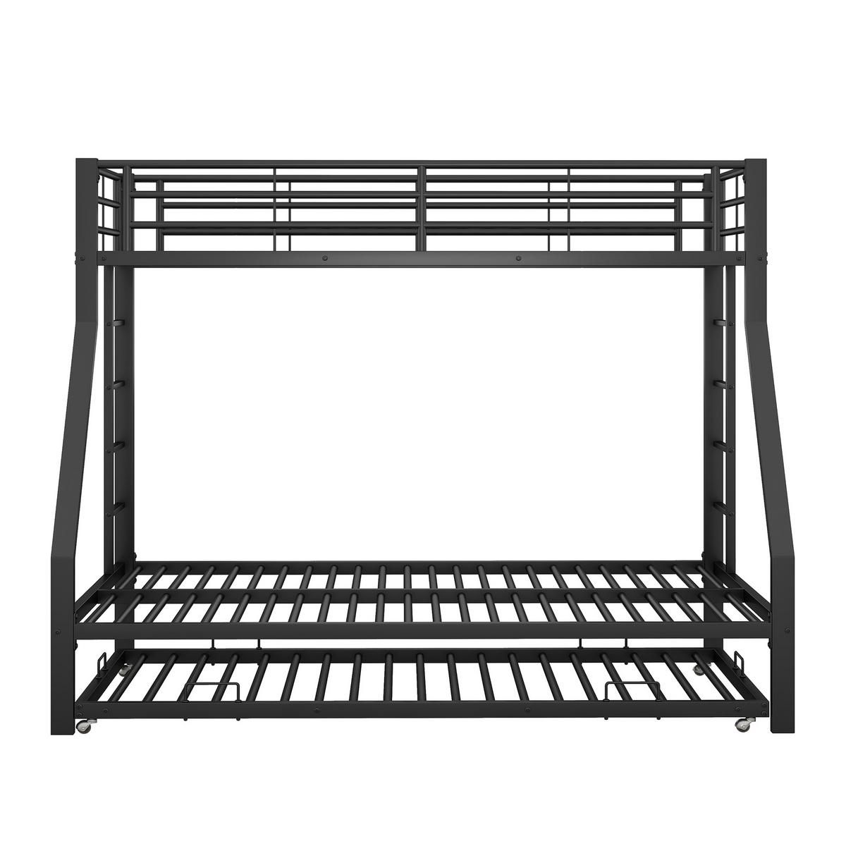 ETAGENBETT metall schwarz 90x200cm mit ausziehbett - Schwarz, Metall (90/200cm) - Urban Meuble