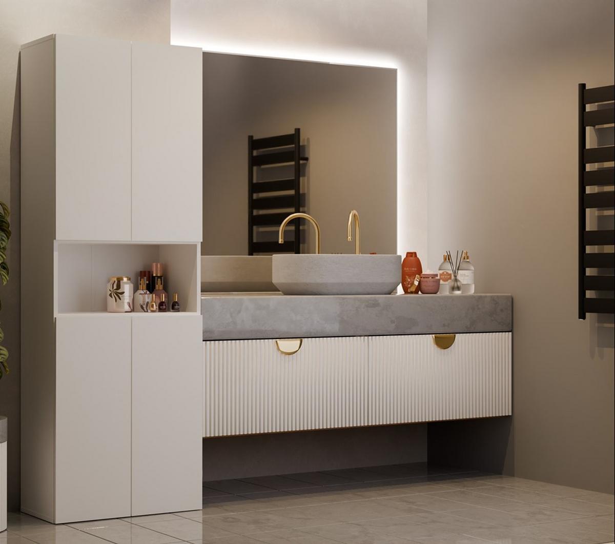 BADEZIMMERSCHRANK Kaschmir 60/174/30 - Kaschmir, Holzwerkstoff (60/174/30cm) - RAUMHIRSCH FURNITURE