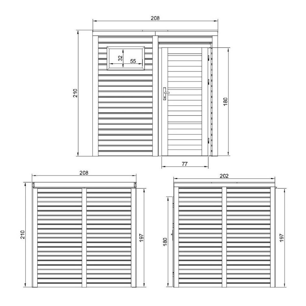GARTENHAUS Holz 4,20 m², 208/216/202 cm, mit imprägniertem Boden, M325F2+M325G - Beige, Holz (208/216/202cm) - Timbela