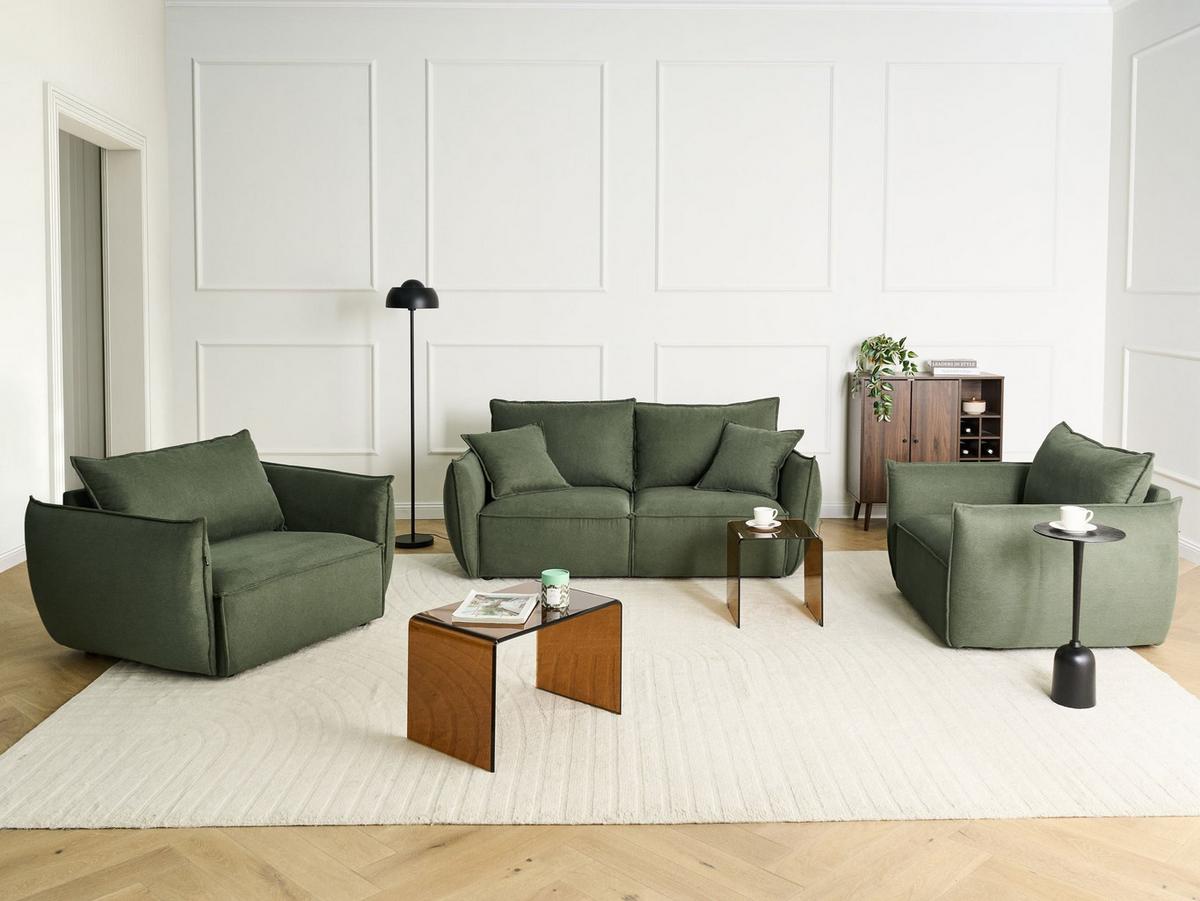 SOFA-SET 5-Sitzer Stoff Grün Kunes - Grün, Textil (190/82/92cm) - Beliani