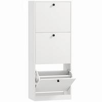 SCHUHSCHRANK mit 3 Klappen, 47 x 26 x 120 cm, Weiß - Weiß, Holzwerkstoff (26/120/47cm) - HOMCOM
