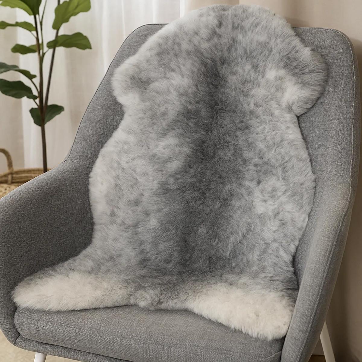 SCHAFFELL Geschoren Natur Weiß Grau ca. 120 cm - Weiß/Grau, Fell (65/120cm) - Provellus