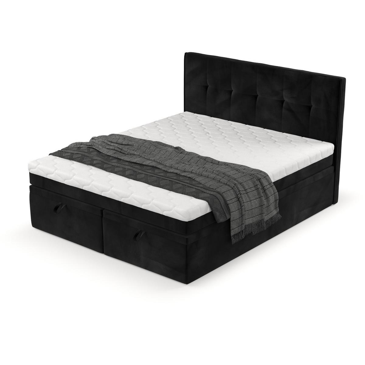 BOXBETT Arivo 160/200 cm Schwarz im Kronos Stoff - Schwarz, Holz/Holzwerkstoff (160/200cm) - AltaBeds