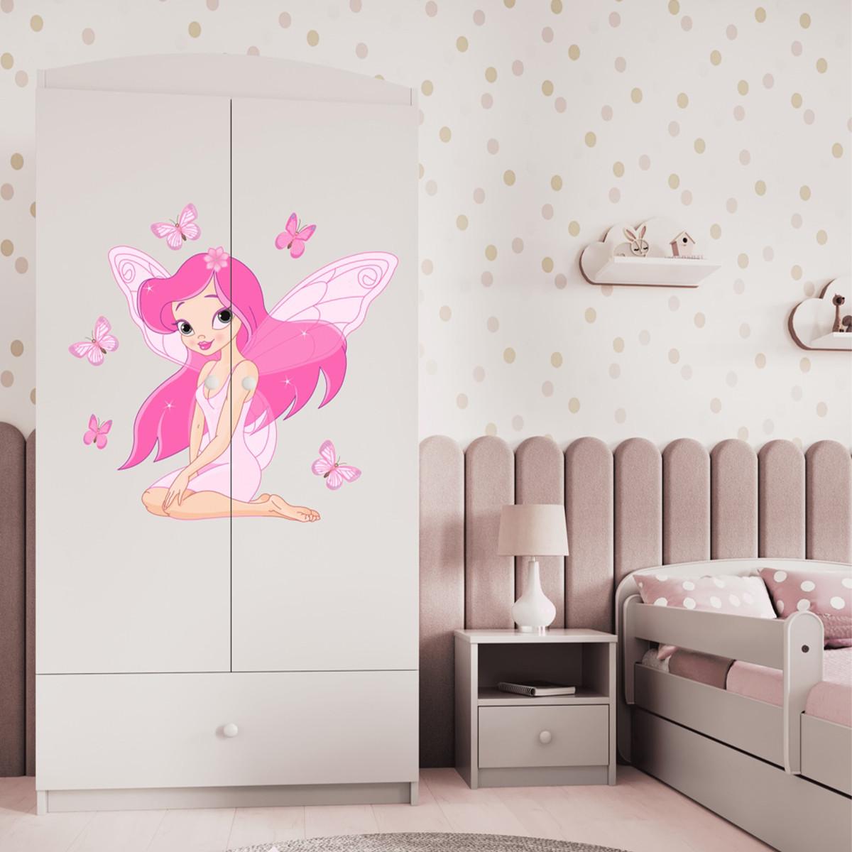 SCHRANK 2 Türen Weiß - Pink/Weiß, Holzwerkstoff (90/187/57cm) - Petits-meubles