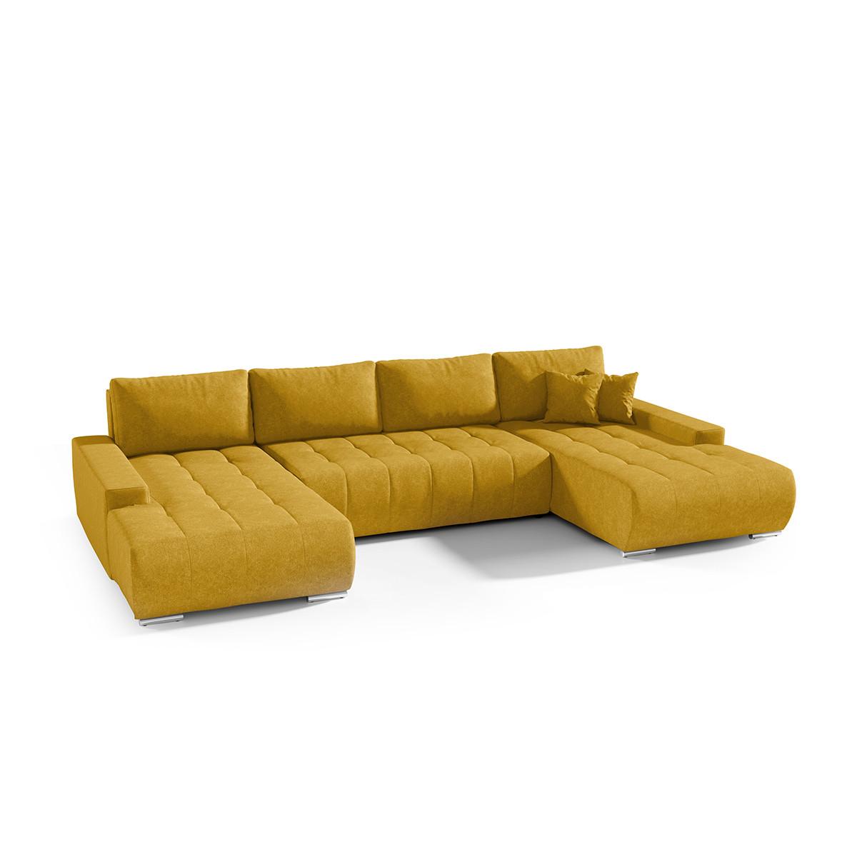 PANORAMASOFA Jonas 5 Sitzplätze Gelb - Gelb, Holzwerkstoff (350/85/185cm) - Petits-meubles