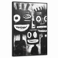 LEINWAND Bilder mit Rahmen - Malerei - Figuren - Schwarz - Abstrakt - 60x90 - Schwarz, Textil (60/90cm) - MuchoWow