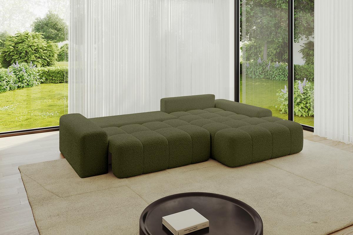 ECKSOFA Ottomane Rechts ENSI-L - 267x164x69 cm Olivgrün - Olivgrün, Holzwerkstoff/Kunststoff (164/267cm) - ALTDECOR