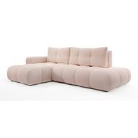 ECKSOFA L Form Hosio Hellcreme-Rosa 286/177/88 cm Links mit Schlaffunktion - Pink/Schwarz, Kunststoff/Textil (177/286cm) - AX Living