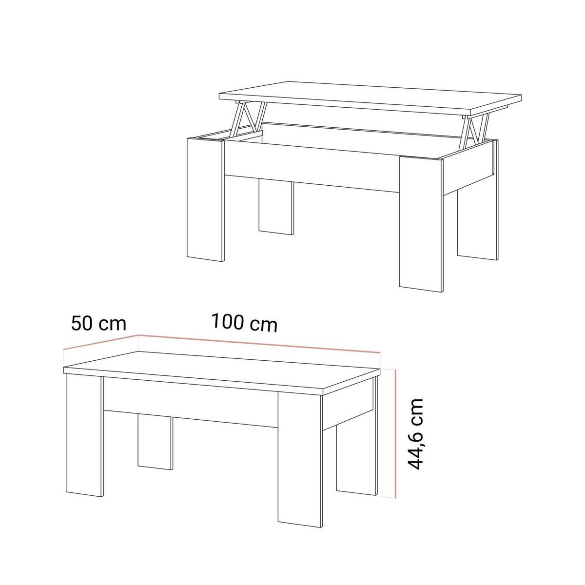 COUCHTISCH APERTO ausklappbar - Weiß, Holzwerkstoff (100/45/50cm) - Lookway