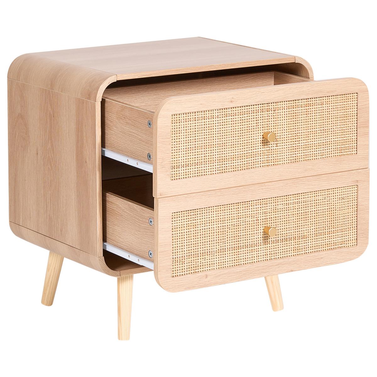 NACHTTISCH mit 2 Schubladen Hellbraun Scone - Hellbraun, Holzwerkstoff (55/56/38cm) - Beliani