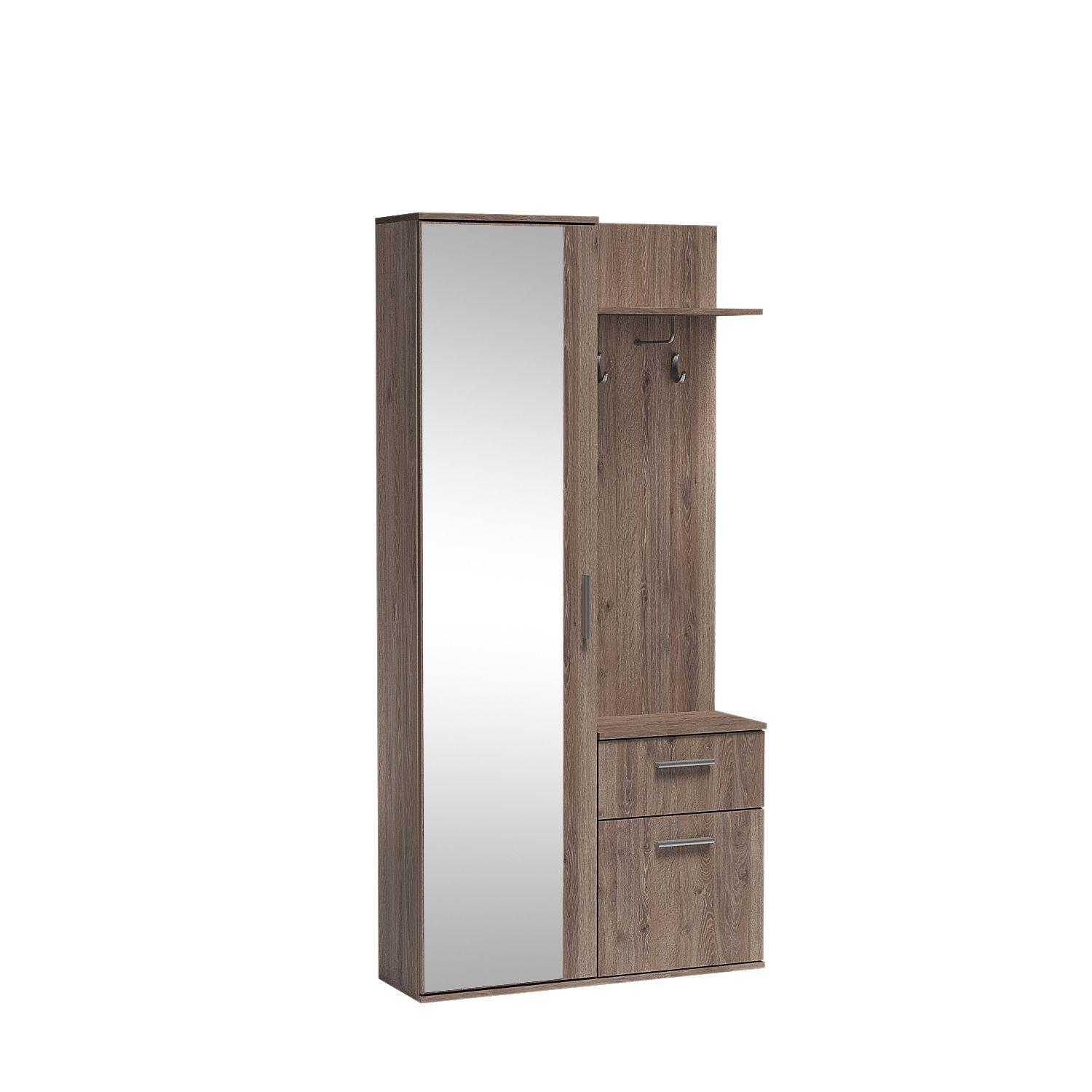 GARDEROBENSCHRANK RAMO 97/195/30 Modern Garderobenschrank Braun - Dunkelbraun/Braun, Holzwerkstoff (97/195/30cm) - MASSENO