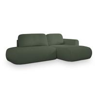 ECKSOFA NUVIRA R-S Grün Boucle-Stoff mit Schlaffunktion - Grün, Holz (279/158cm) - MASSENO