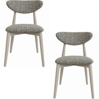 POLSTERSTUHL Mallow – 2er Set – Kaschmirfarbene Holzbeine – Weiche Sitzfläche und Rückenlehne – Grau Webstoff - Kaschmir/Grau, Holz/Textil (53/79/49cm) - WFL GROUP