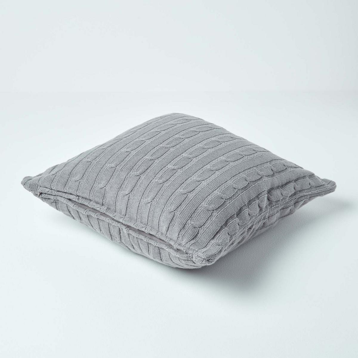 KISSENHÜLLE Zopfmuster 45/45 cm - Grau, Textil (45/45cm) - Homescapes