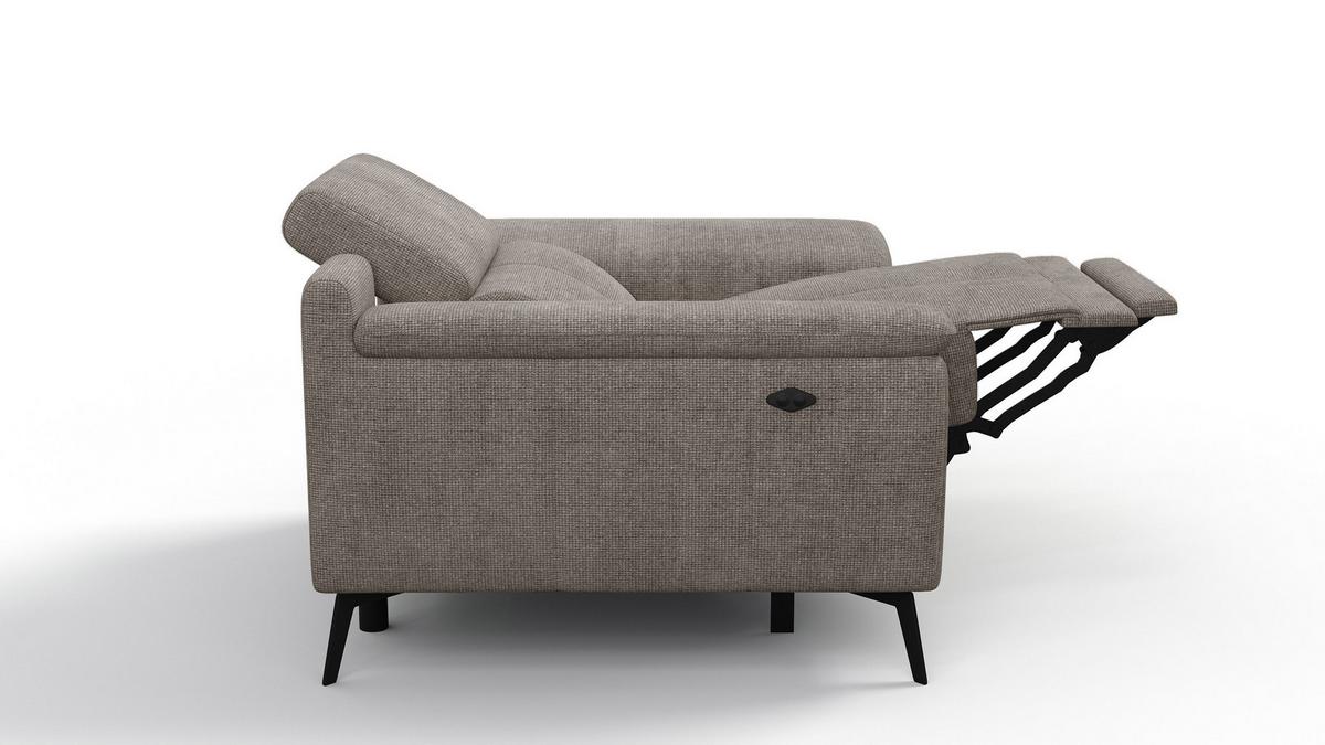 SESSEL FIERO mit Relaxfunktion, taupe - Taupe/Schwarz, Holzwerkstoff/Textil (114/82/103cm) - Wozimo