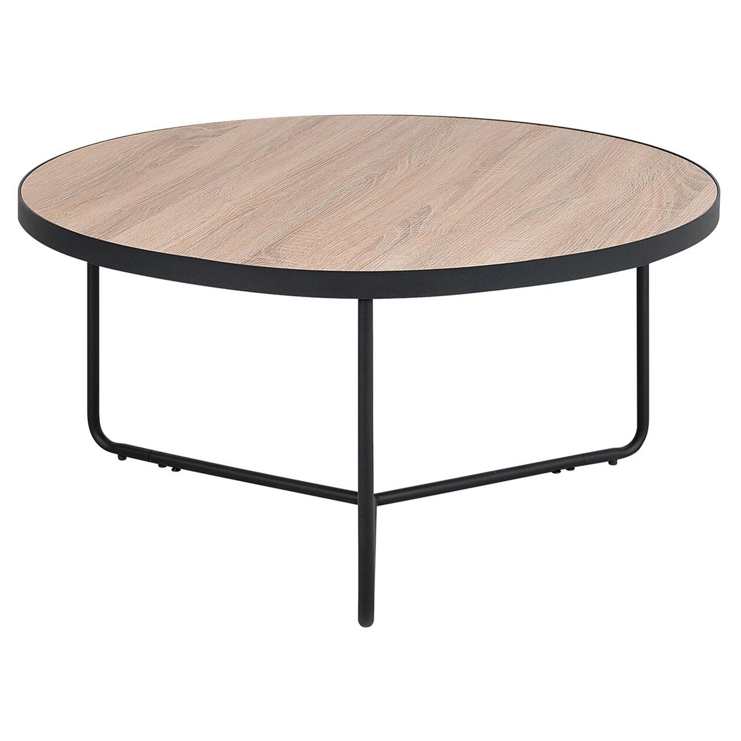 KAFFEETISCH heller Holzfarbton/schwarz 80 cm MELODY Melody - Hellbraun/Schwarz, Holzwerkstoff (80/80/40cm) - Beliani