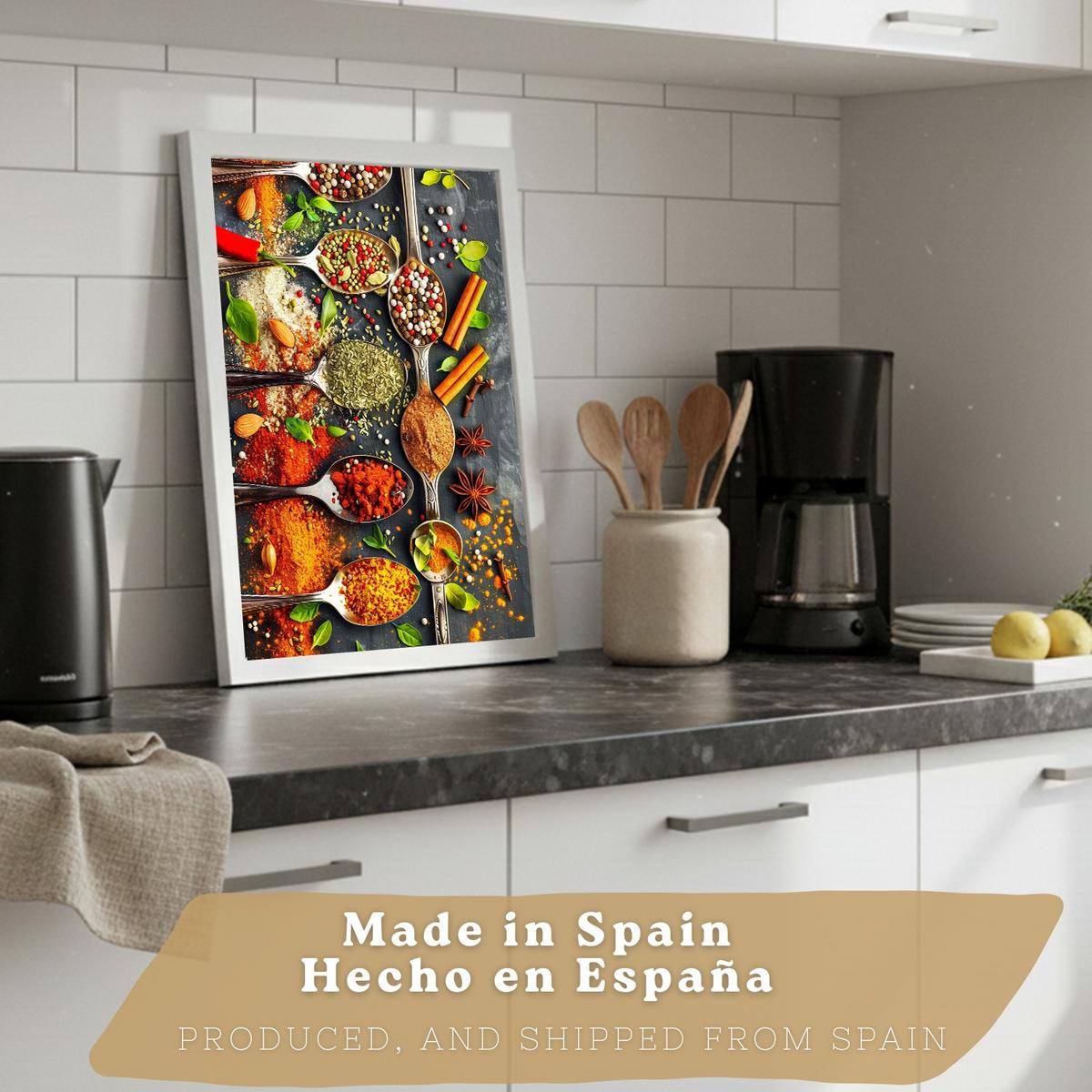 POSTER 2er Set Küchen-Wandbilder Limette Minze Getränk und Gewürze Food Fotografie Esszimmer Wanddeko Weißer Rahmen A4 - Weiß, Papier (29.7/1/21cm) - Nacnic