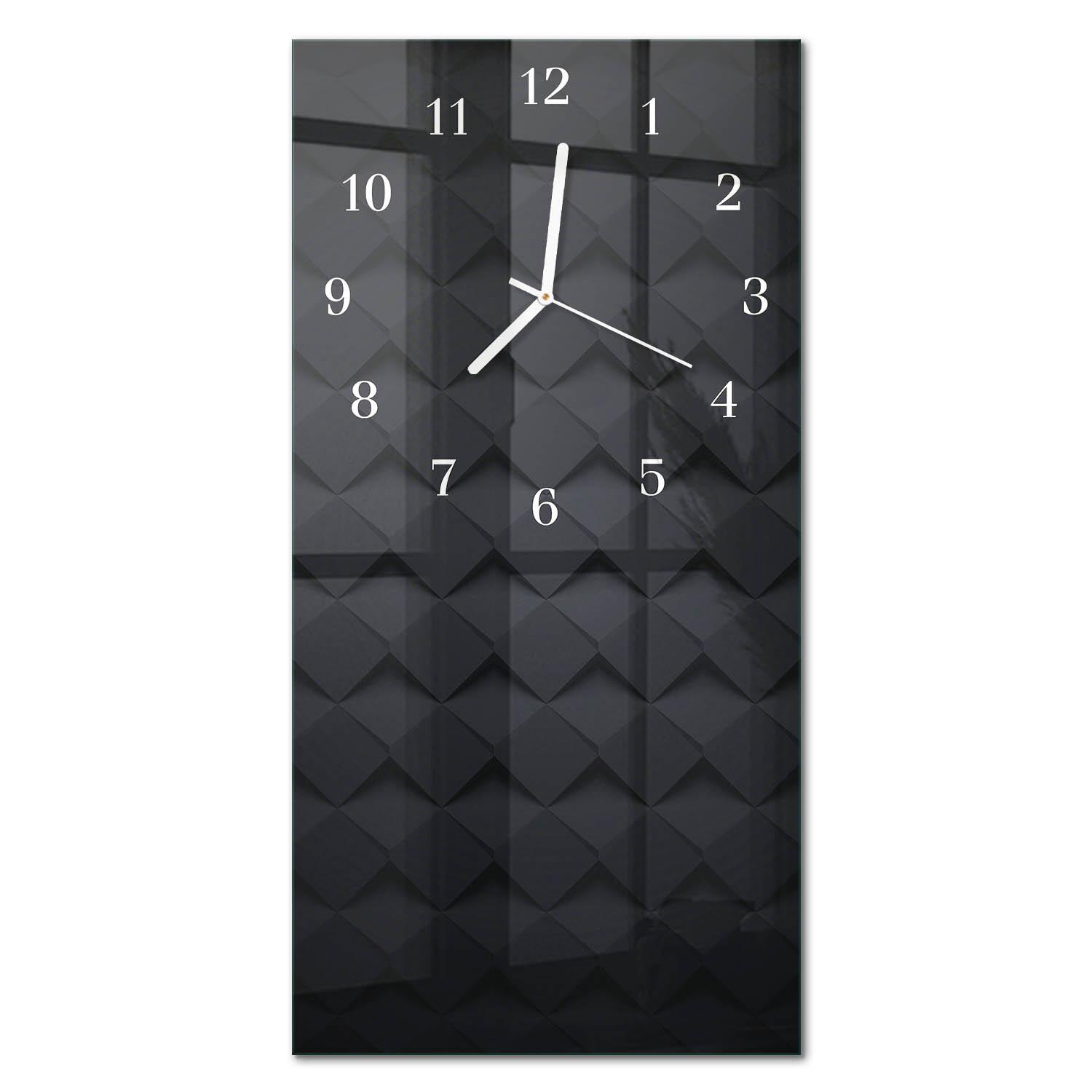 WANDUHR aus Glas 30x60 cm - Muster - Schwarz, Glas (30/60/0.4cm) - TULUP