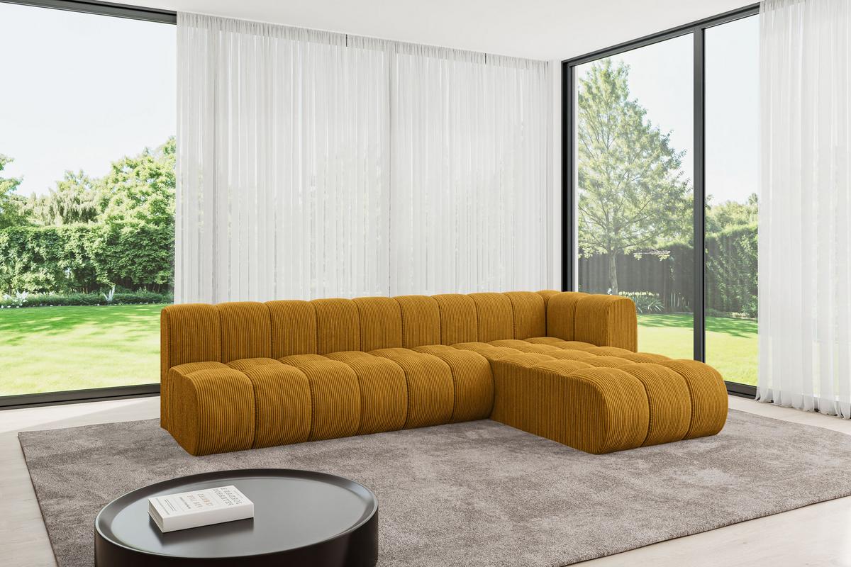 ECKSOFA modulares Sofa Darnel-L2 - 296x177x70 cm Senfgelb - Currygelb, Holzwerkstoff/Textil (296/177cm) - ALTDECOR