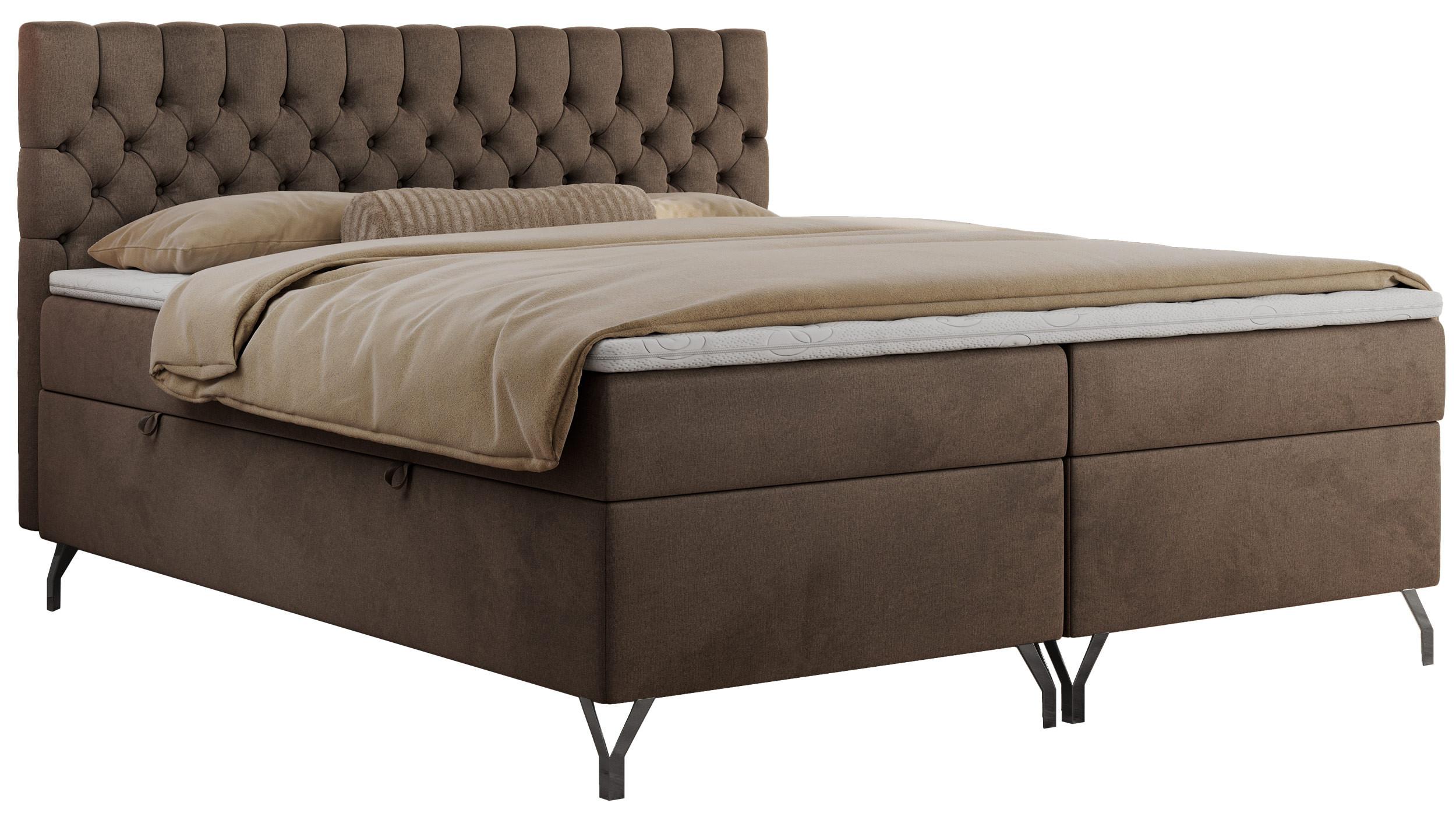BOXBETT GRIMALDI 140/200 Braun Velvet - H4 - Braun, Holz/Textil (140/200cm) - MKS