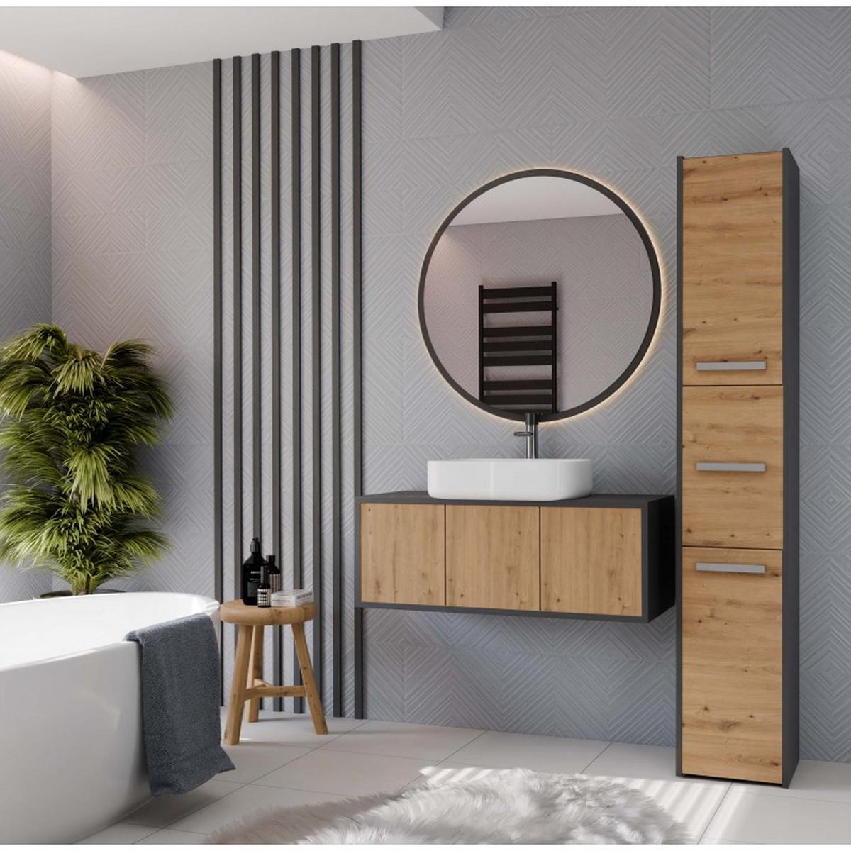 BADEZIMMERSCHRANK Anthrazit, Artisan 30/170/30 - Anthrazit, Holzwerkstoff (30/170/30cm) - RAUMHIRSCH FURNITURE
