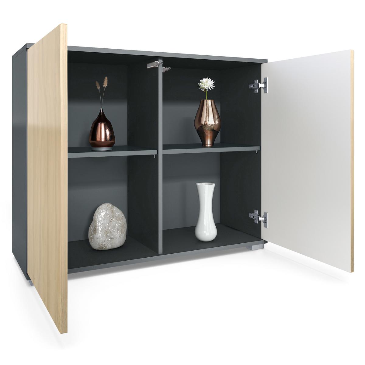 KOMMODE Skadu Bordeaux Hochglanz - Bordeaux, Holzwerkstoff (92.5/75.5/35cm) - Vladon