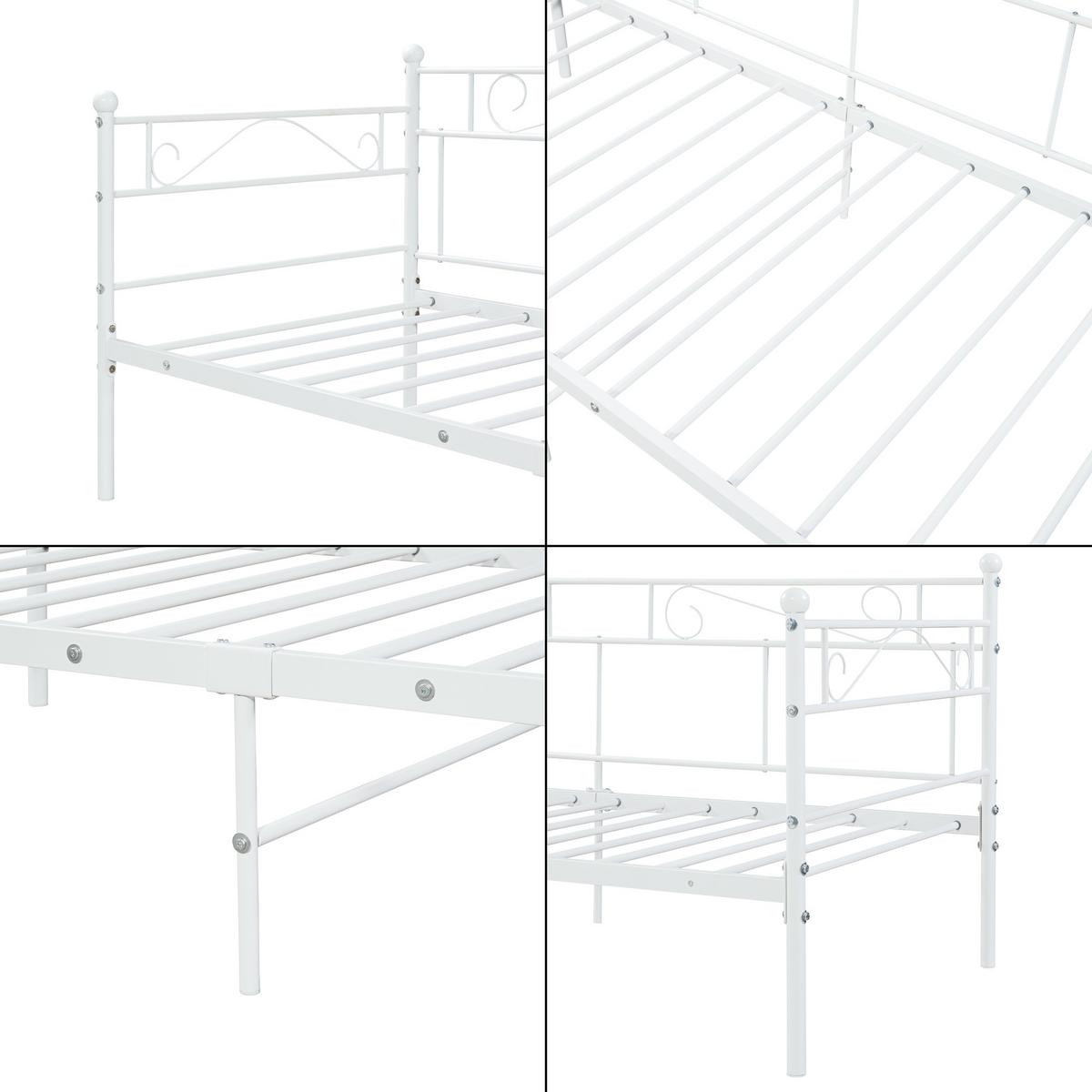 TAGESBETT Granada mit Matratze - Weiß, Textil/Metall (90/200cm) - [en.casa]