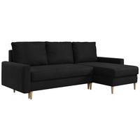 ECKSOFA Lang Velvet Schwarz - Schwarz/Braun, Holz/Textil (220/140cm) - MKS